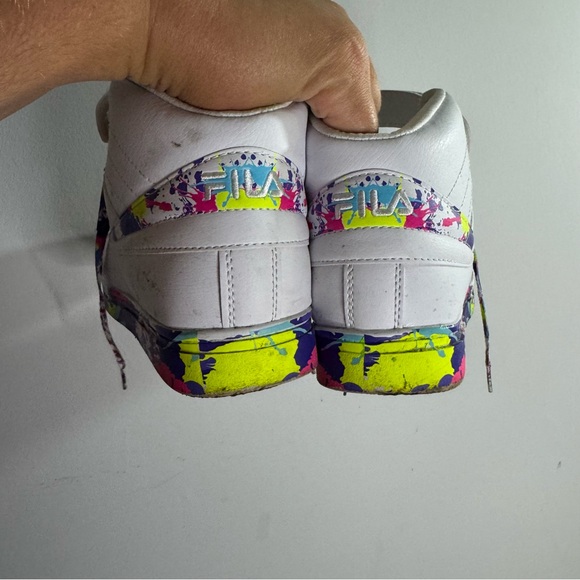 Fila Paint Splatter High Top Sneakers Women’s 11 White Y2K Streetwear - Picture 5 of 7